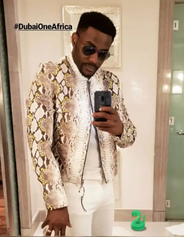 Ebuka Obi-Uchendu Looks Dapper As He Rocks A Snake Jacket In Dubai (Photos)